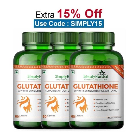 Simply Herbal Glutathione,  Unflavoured (Pack of 3)  60 capsules 