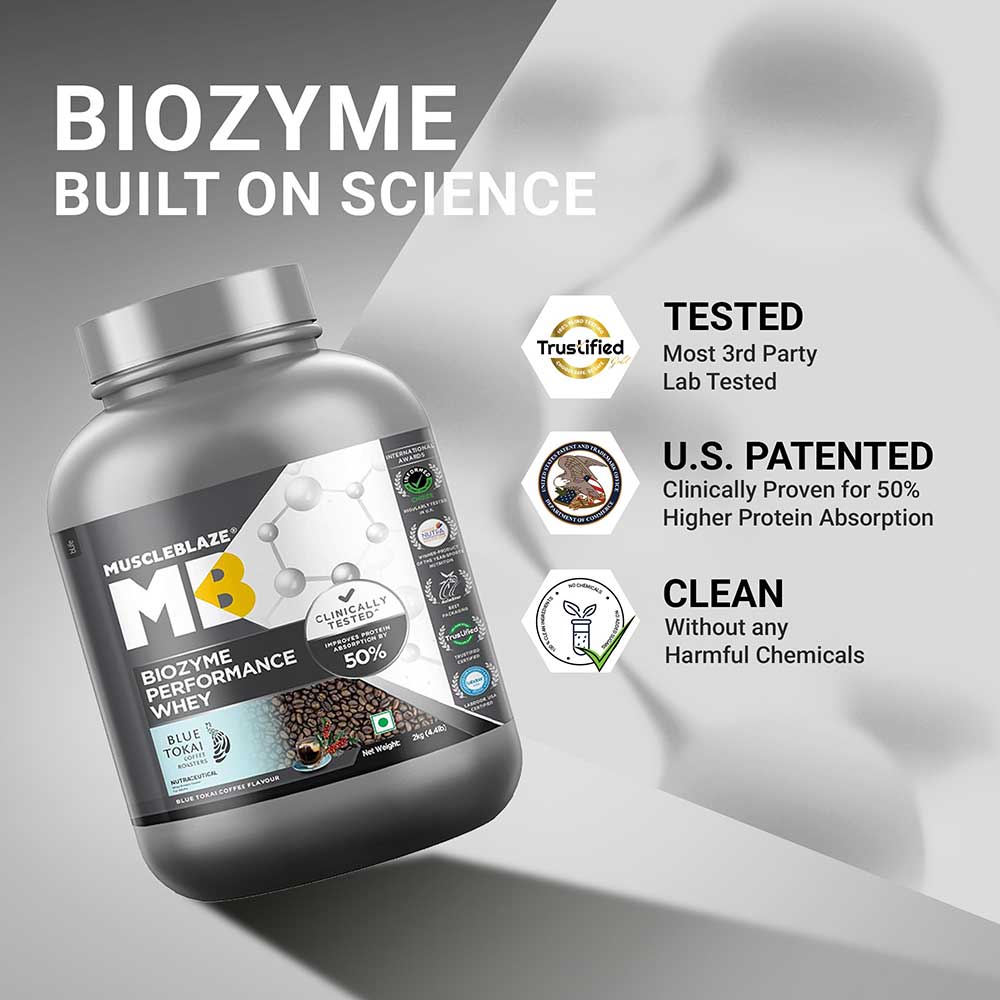 4 - MuscleBlaze Biozyme Performance Whey,  4.4 lb  Blue Tokai Coffee