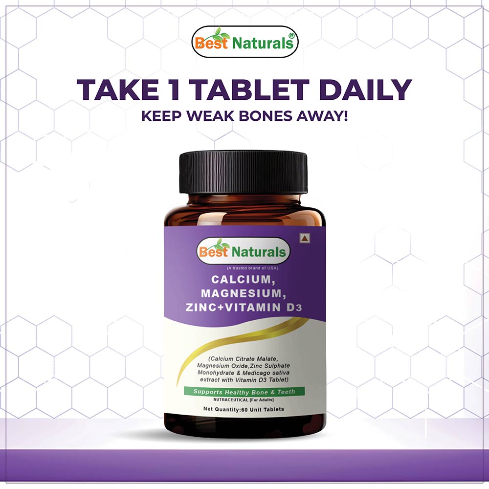 4 - Best Naturals Calcium, Magnesium, Zinc + Vitamin D3,  60 tablet(s)  Unflavoured 