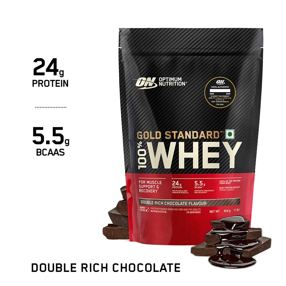 7 - ON (Optimum Nutrition) Gold Standard 100% Whey Protein,  1 lb  Double Rich Chocolate 