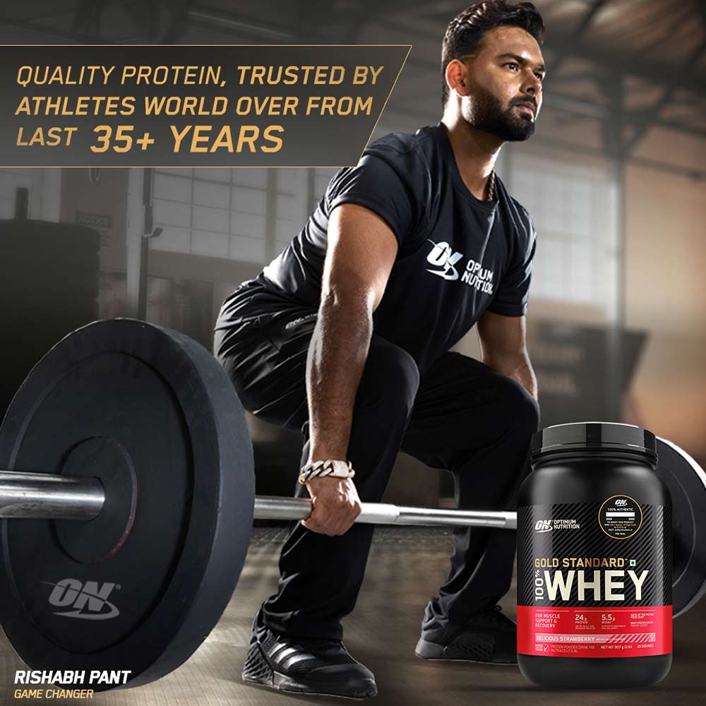 4 - ON (Optimum Nutrition) Gold Standard 100% Whey Protein,  2 lb  Delicious Strawberry 