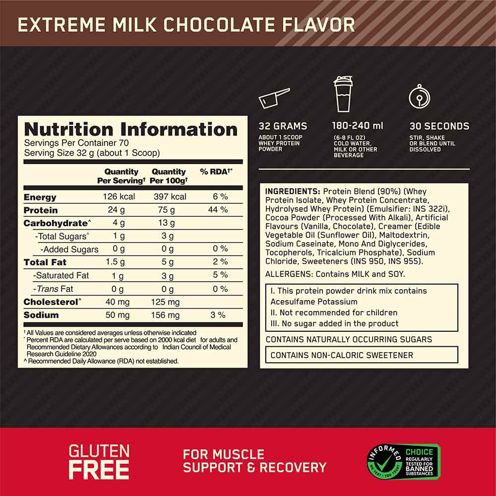 8 - ON (Optimum Nutrition) Gold Standard 100% Whey Protein,  5 lb  Extreme Milk Chocolate 