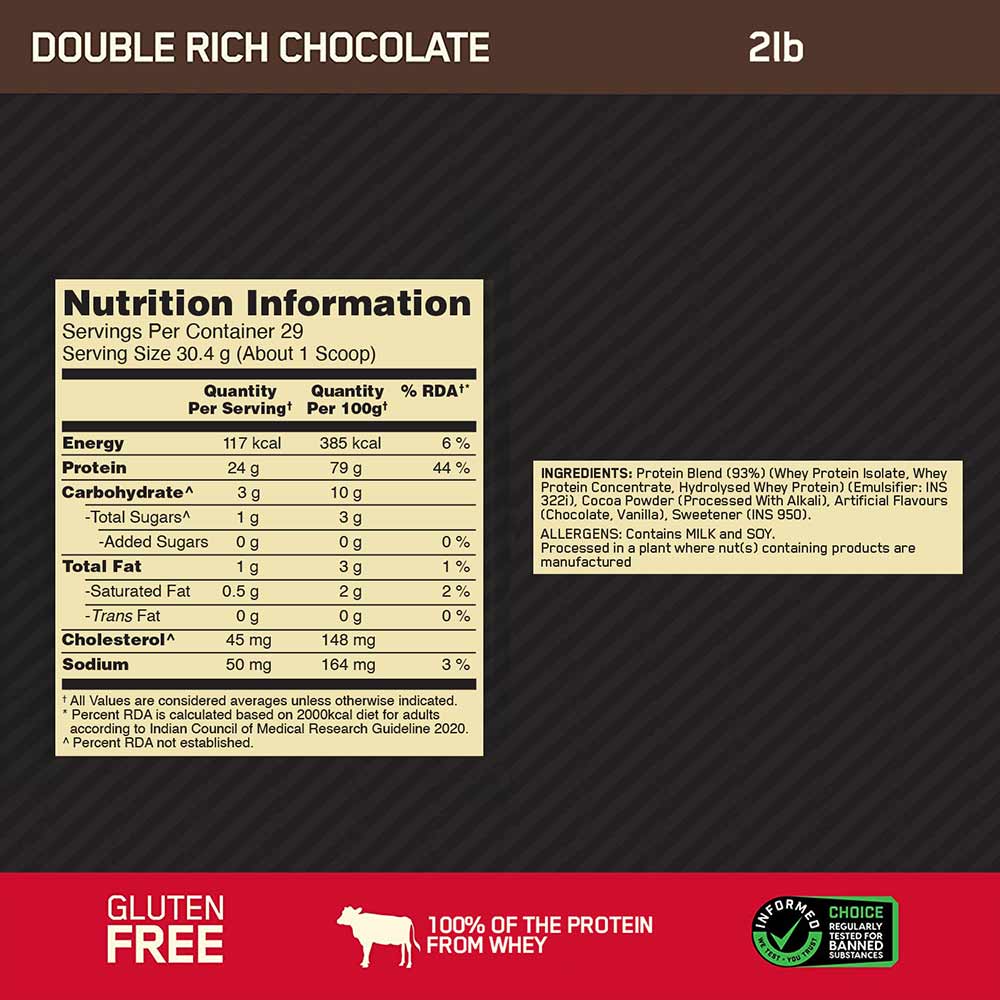 8 - ON (Optimum Nutrition) Gold Standard 100% Whey Protein,  2 lb  Double Rich Chocolate 