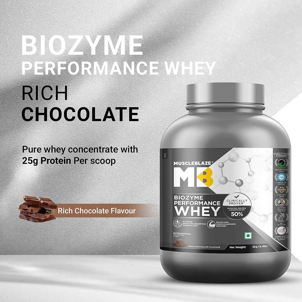 2 - MuscleBlaze Biozyme Performance Whey,  4.4 lb  Rich Chocolate 