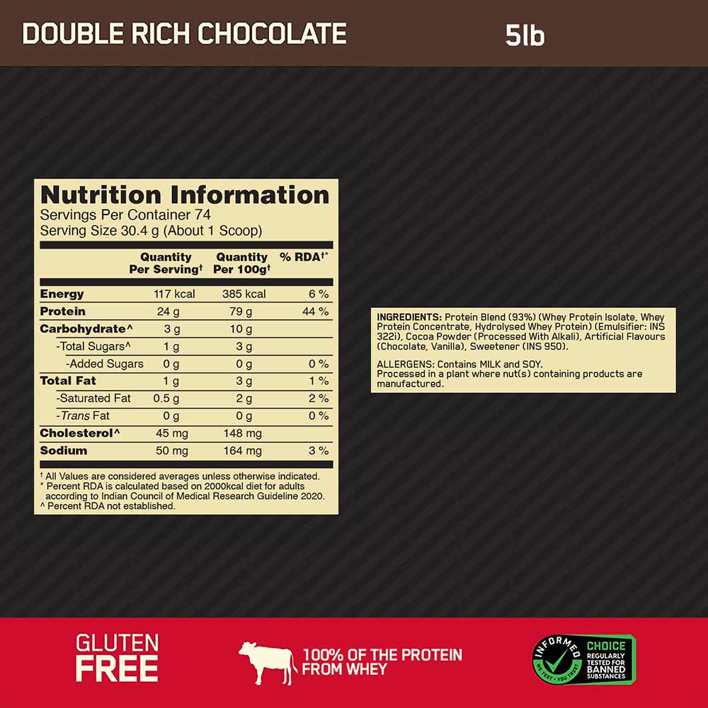 8 - ON (Optimum Nutrition) Gold Standard 100% Whey Protein,  5 lb  Double Rich Chocolate 