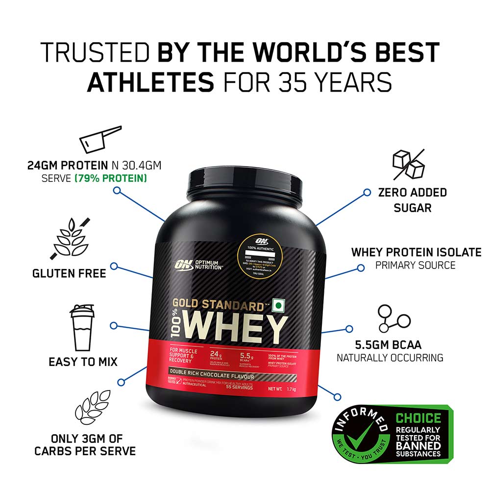 2 - ON (Optimum Nutrition) Gold Standard 100% Whey Protein,  3.74 lb  Double Rich Chocolate 