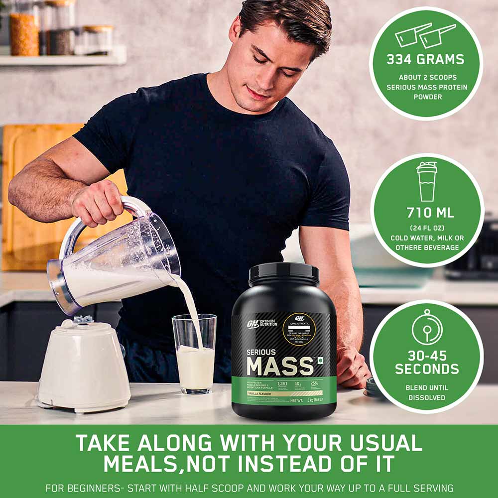 3 - ON (Optimum Nutrition) Serious Mass,  6.6 lb  Vanilla 