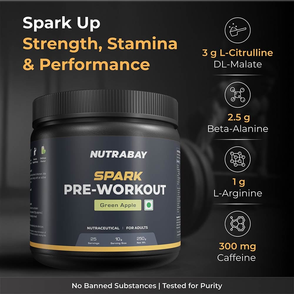 2 - Nutrabay Gold Spark Pre-Workout Energy,  0.55 lb  Green Apple 