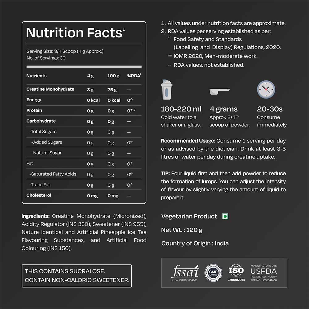 9 - Nutrabay Gold Micronised Creatine Monohydrate,  Pineapple Ice Tea  0.26 lb 