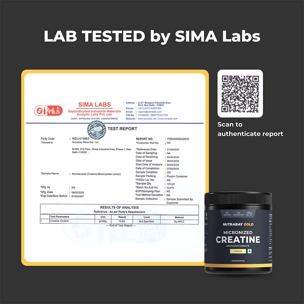 4 - Nutrabay Gold Micronised Creatine Monohydrate,  Lemon  0.26 lb 