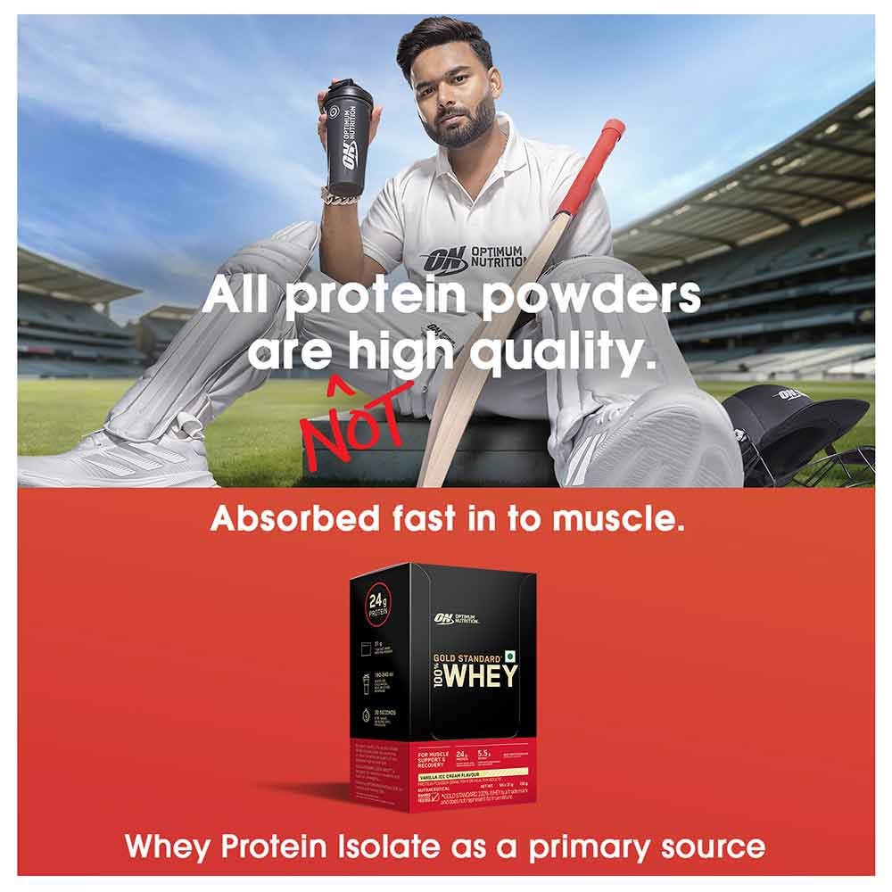 3 - ON (Optimum Nutrition) Gold Standard 100% Whey Protein,  5 sachets/pack  Vanilla Ice Cream 