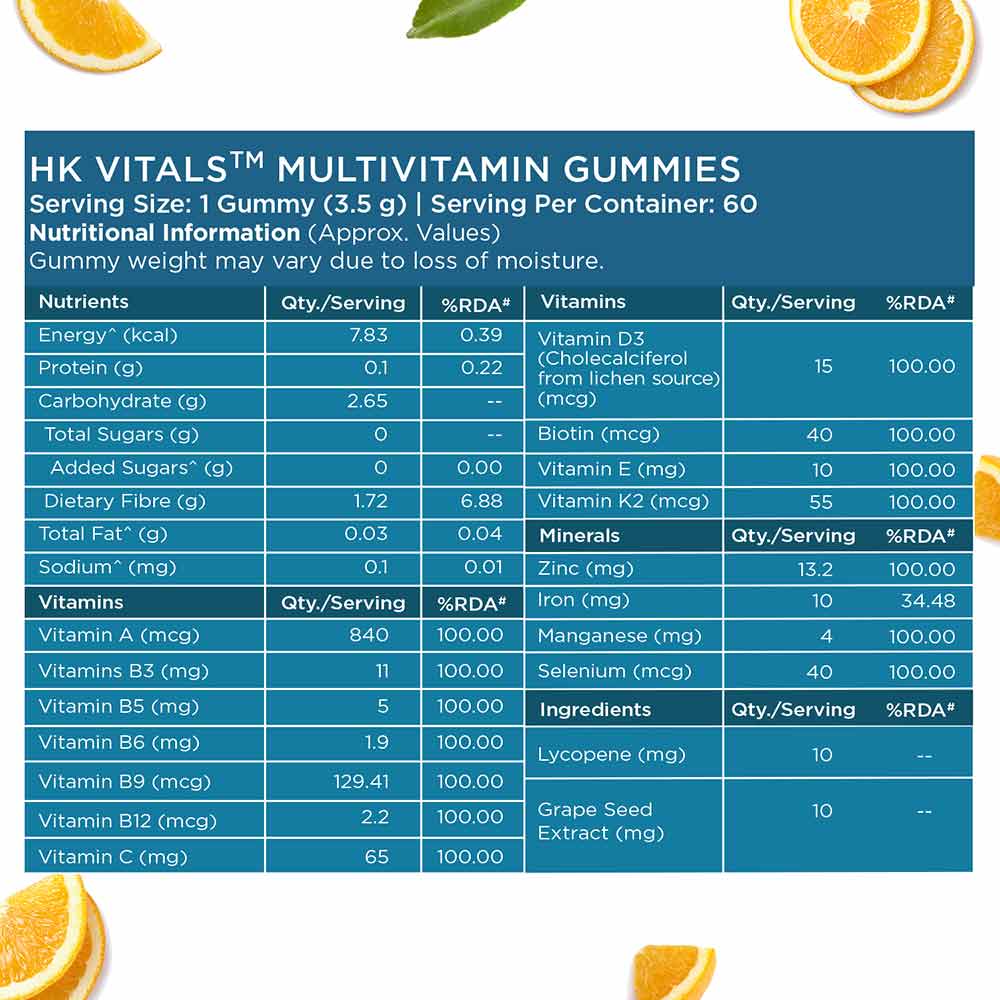 8 - HK Vitals Multivitamin Gummies,  60 gummies  Orange