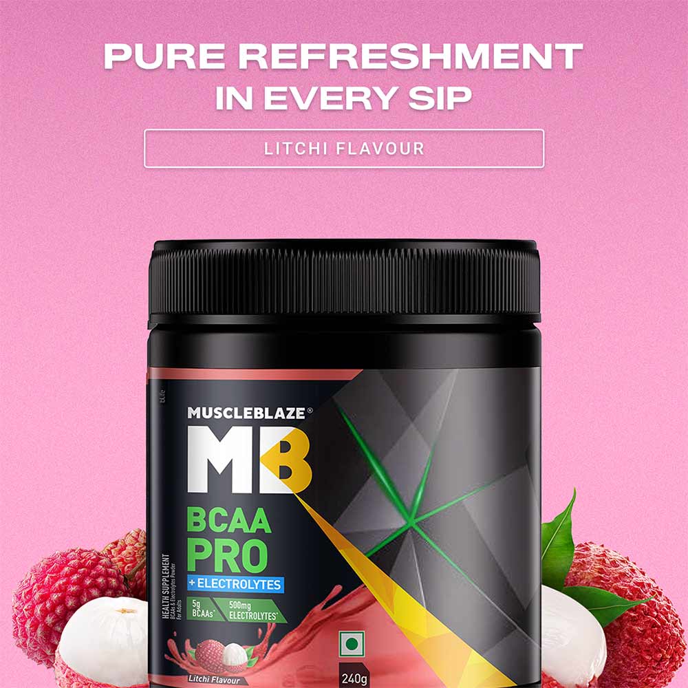 1 - MuscleBlaze BCAA Pro,  0.53 lb  30 Servings  Litchi