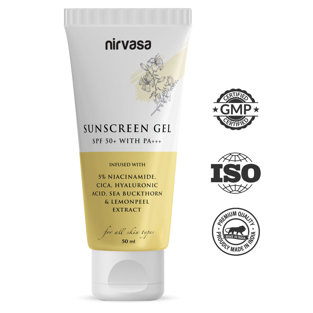 3 - Nirvasa Sunscreen Gel with 5% Niacinamide,  50 ml  SPF 50+ with PA+++ (Pack of 2) 