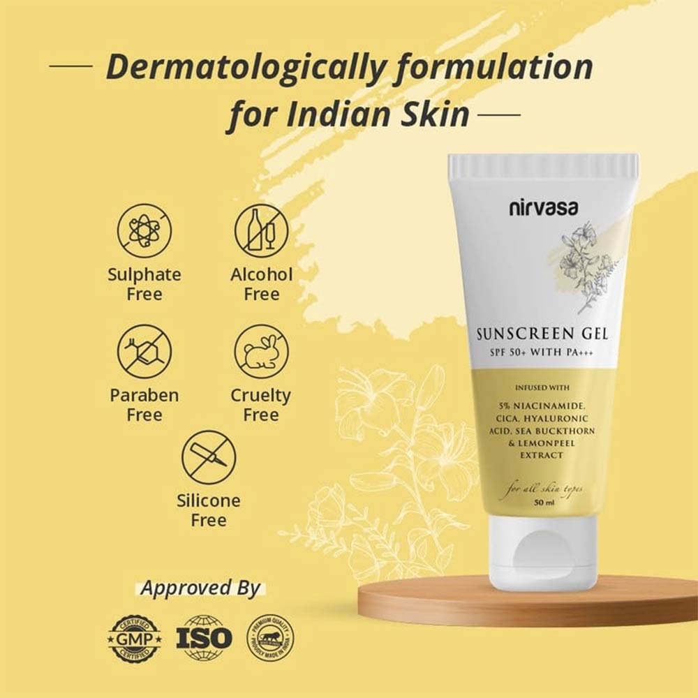 7 - Nirvasa Sunscreen Gel with 5% Niacinamide,  50 ml  SPF 50+ with PA+++ 