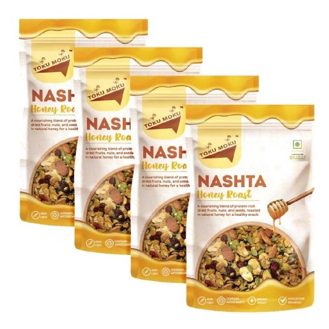 1 - TOKU MOKU Nashta Healthy Mixed Nuts with Dry Fruits,  Honey Roast (Pack of 4)  90 g 