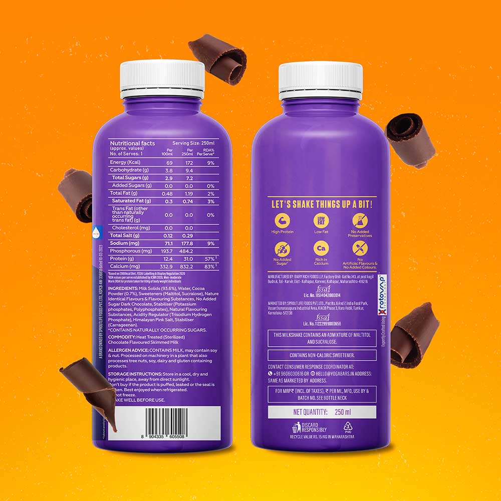 8 - Yogabar 31g Protein Shake,  250 ml  Double Chocolate 