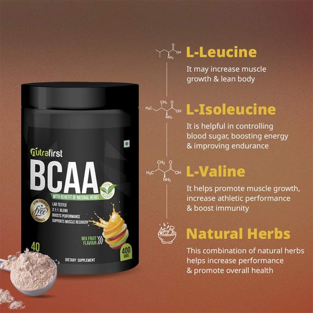 6 - NutraFirst BCAA Proteins,  0.88 lb  40 Servings  Mix Fruit (Pack of 3) 