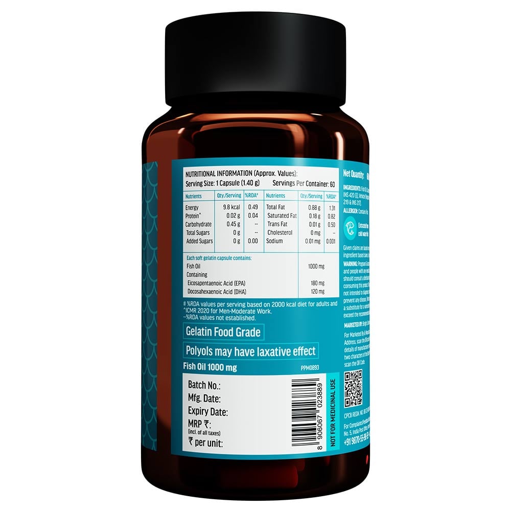 2 - HealthKart HK Vitals Fish Oil 1000mg with 180mg EPA and 120mg DHA,  60 capsules 