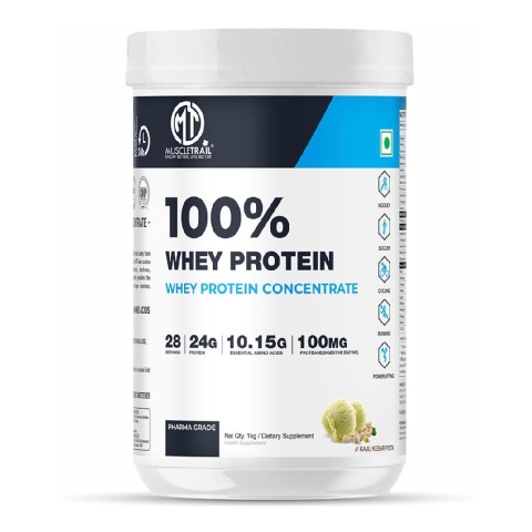 1 - Muscle Trail 100% Whey Protein Concentrate, 2.2 lb Kaju Kesar Pista