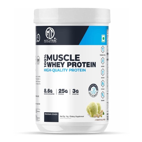 1 - Muscle Trail 100% Muscle Whey Protein, 2.2 lb Kesar Kaju Pista