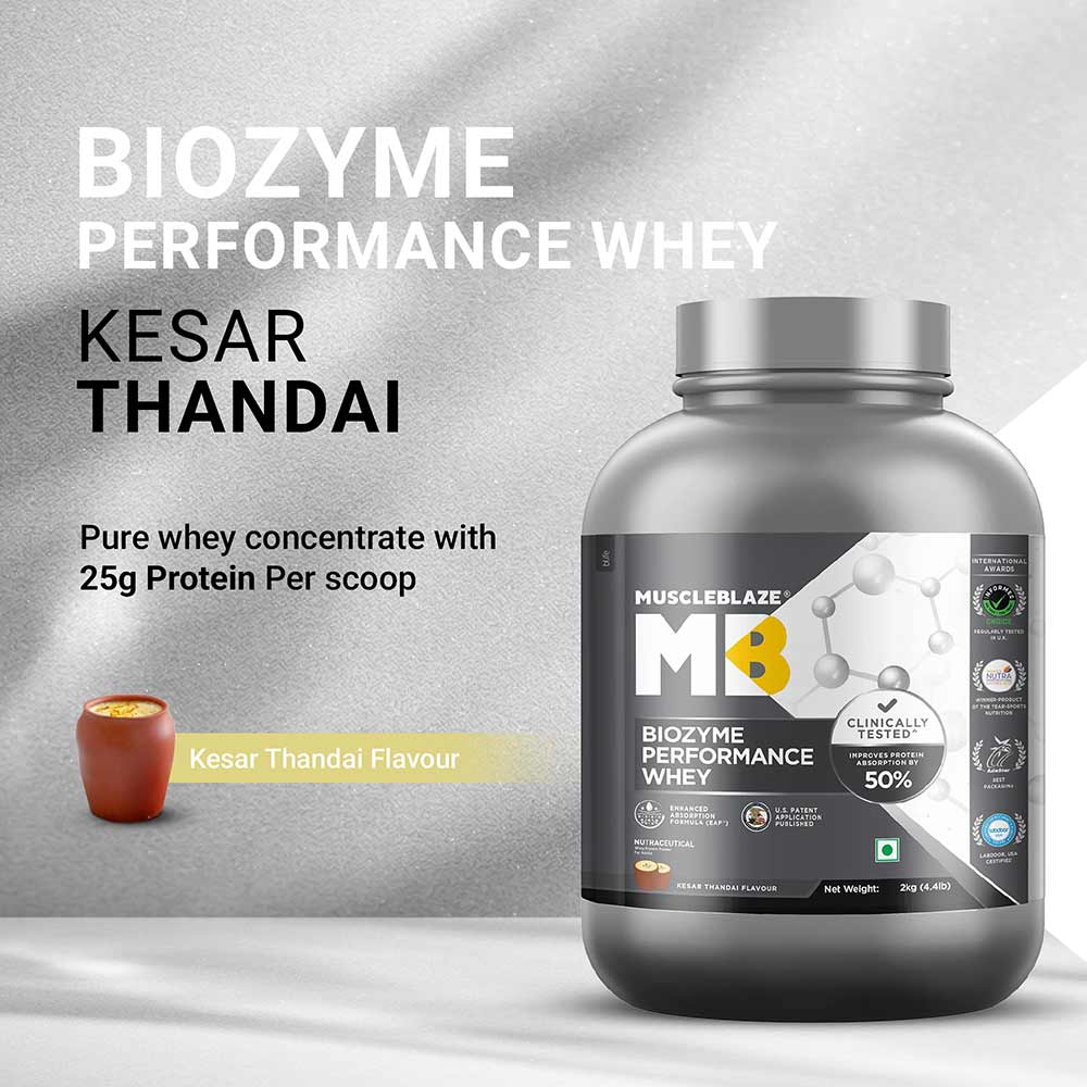 2 - MuscleBlaze Biozyme Performance Whey,  4.4 lb  Kesar Thandai