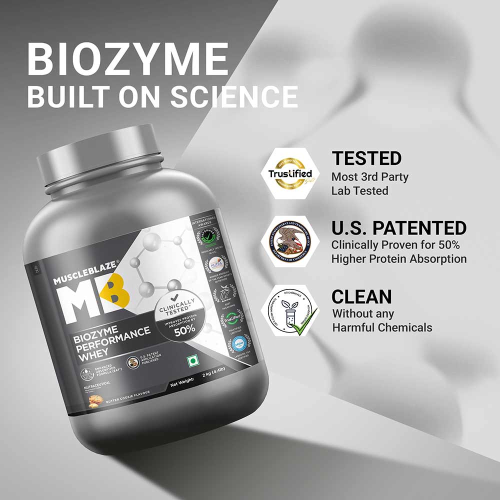 3 - MuscleBlaze Biozyme Performance Whey,  4.4 lb  Butter Cookie