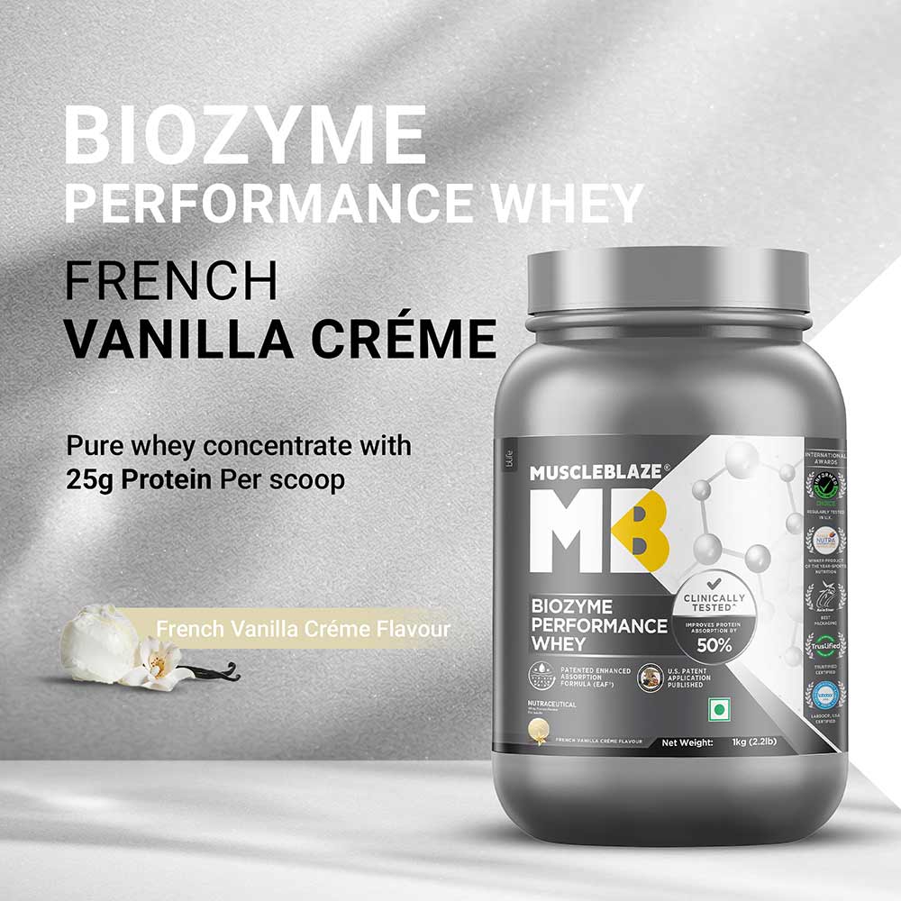 2 - MuscleBlaze Biozyme Performance Whey,  2.2 lb  French Vanilla Creme