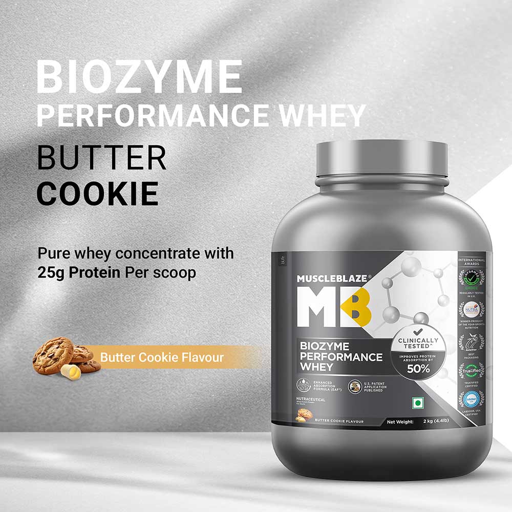 2 - MuscleBlaze Biozyme Performance Whey,  4.4 lb  Butter Cookie