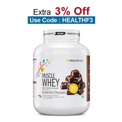 Healthfarm Muscle Whey,  4.4 lb  Double Rich Chocolate 