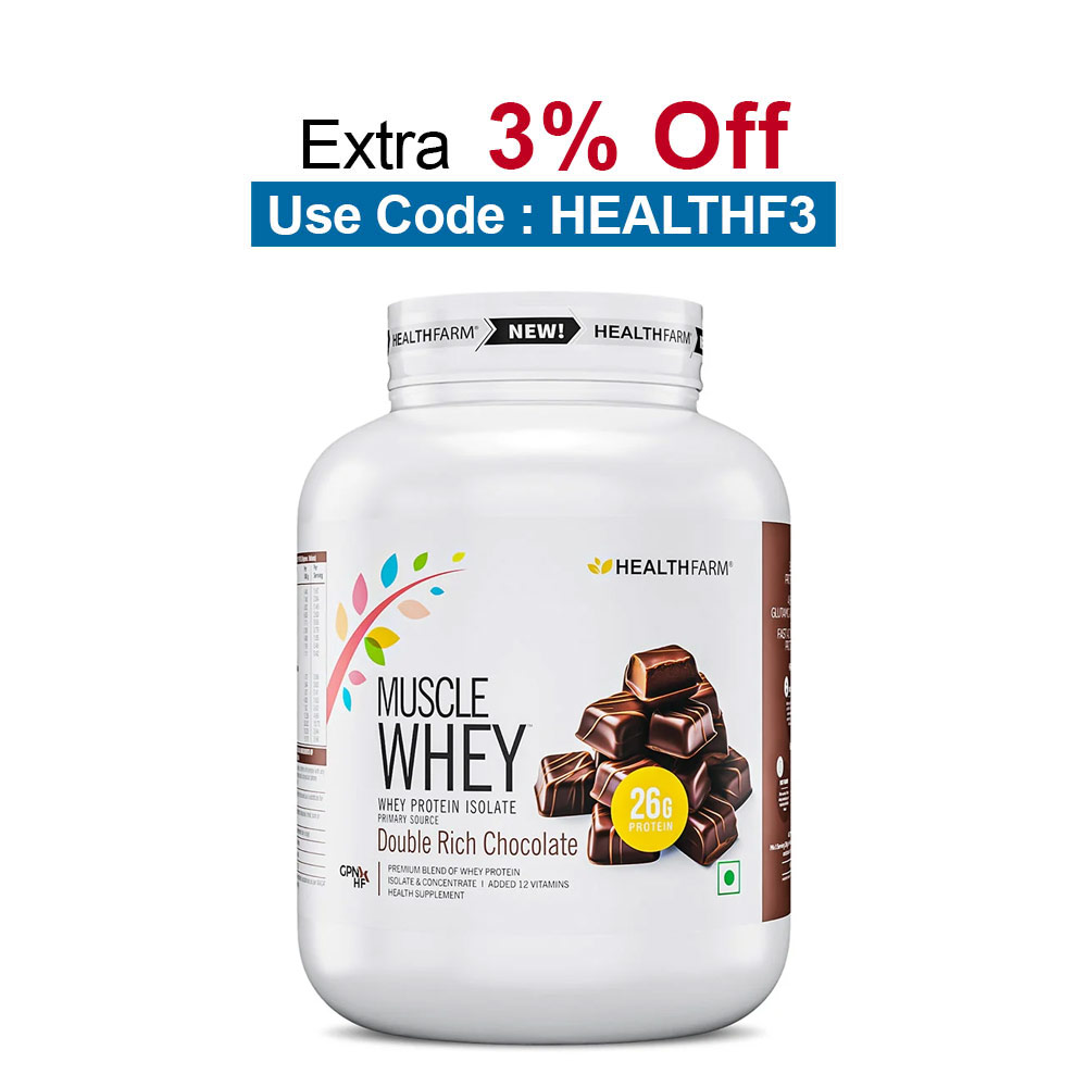 Healthfarm Muscle Whey,  4.4 lb  Double Rich Chocolate 