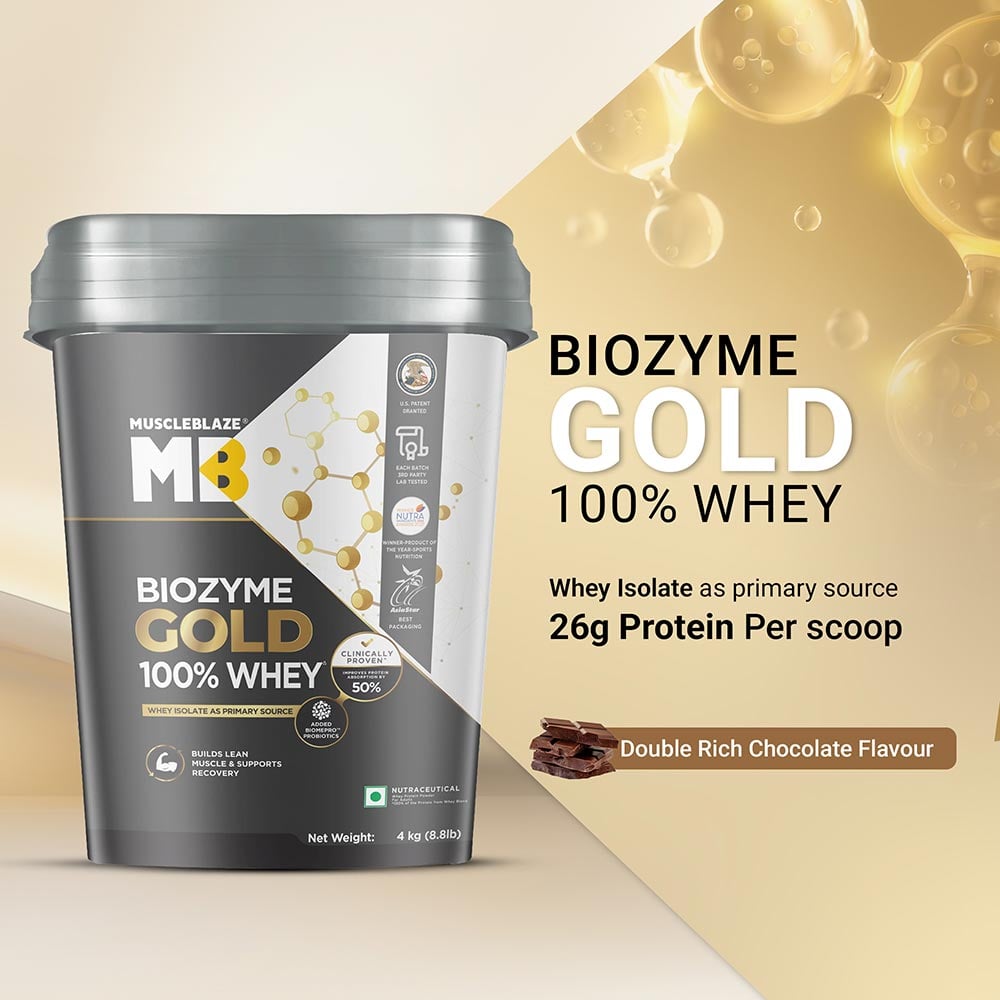 2 - MuscleBlaze Biozyme Gold 100% Whey,  8.8 lb  Double Rich Chocolate
