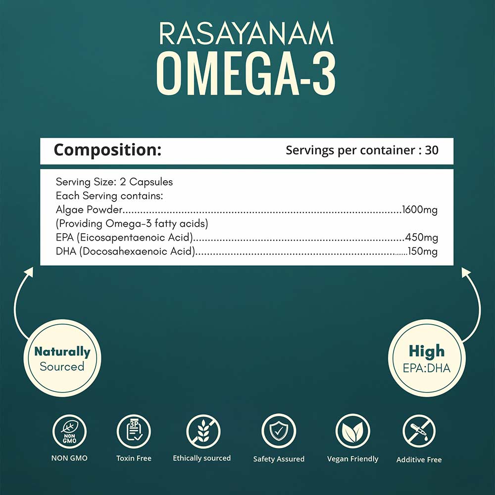 9 - Rasayanam Plant Based Omega 3,  60 capsules 