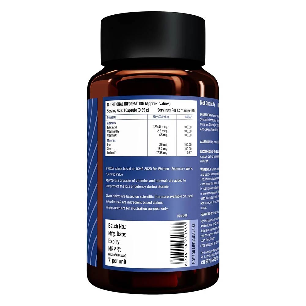 HK Vitals Biotin & Iron Folic 60 Caps Combo by HealthKart