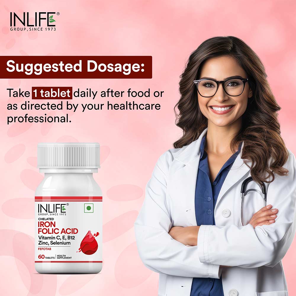 5 - INLIFE Iron + Folic Acid,  Unflavoured  60 tablet(s) 