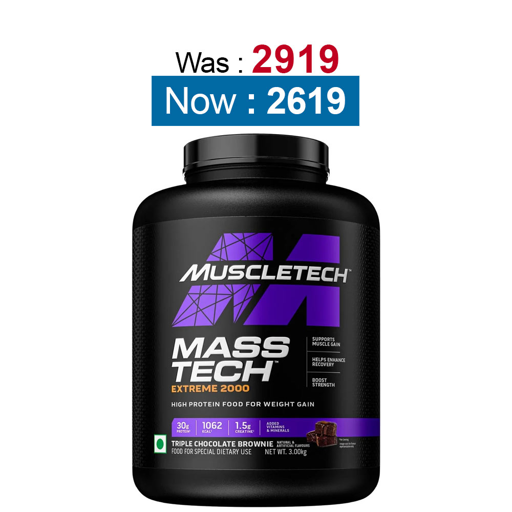 MuscleTech Mass Tech Extreme 2000,  6.6 lb  Triple Chocolate Brownie - India 