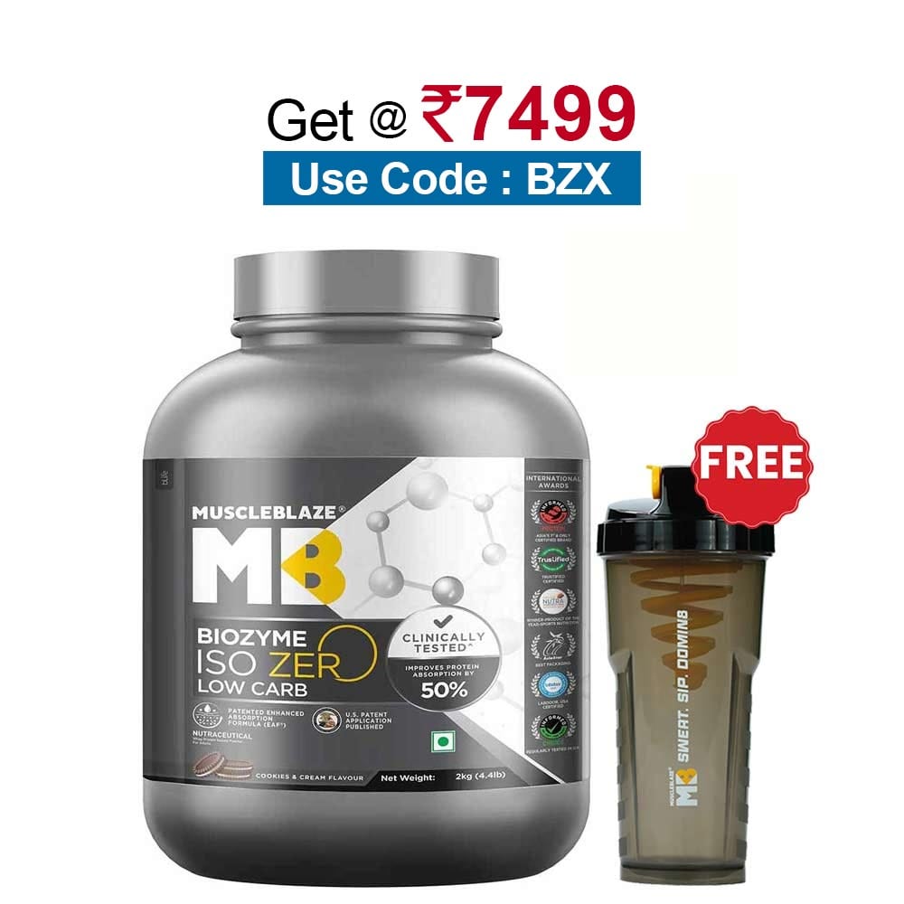 MuscleBlaze Biozyme Iso-Zero, 4.4 lb Low Carb Cookies & Cream