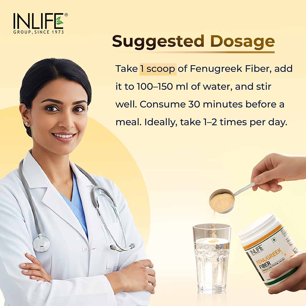 5 - INLIFE Fenugreek Fiber Powder with Orange Flavour,  150 g 