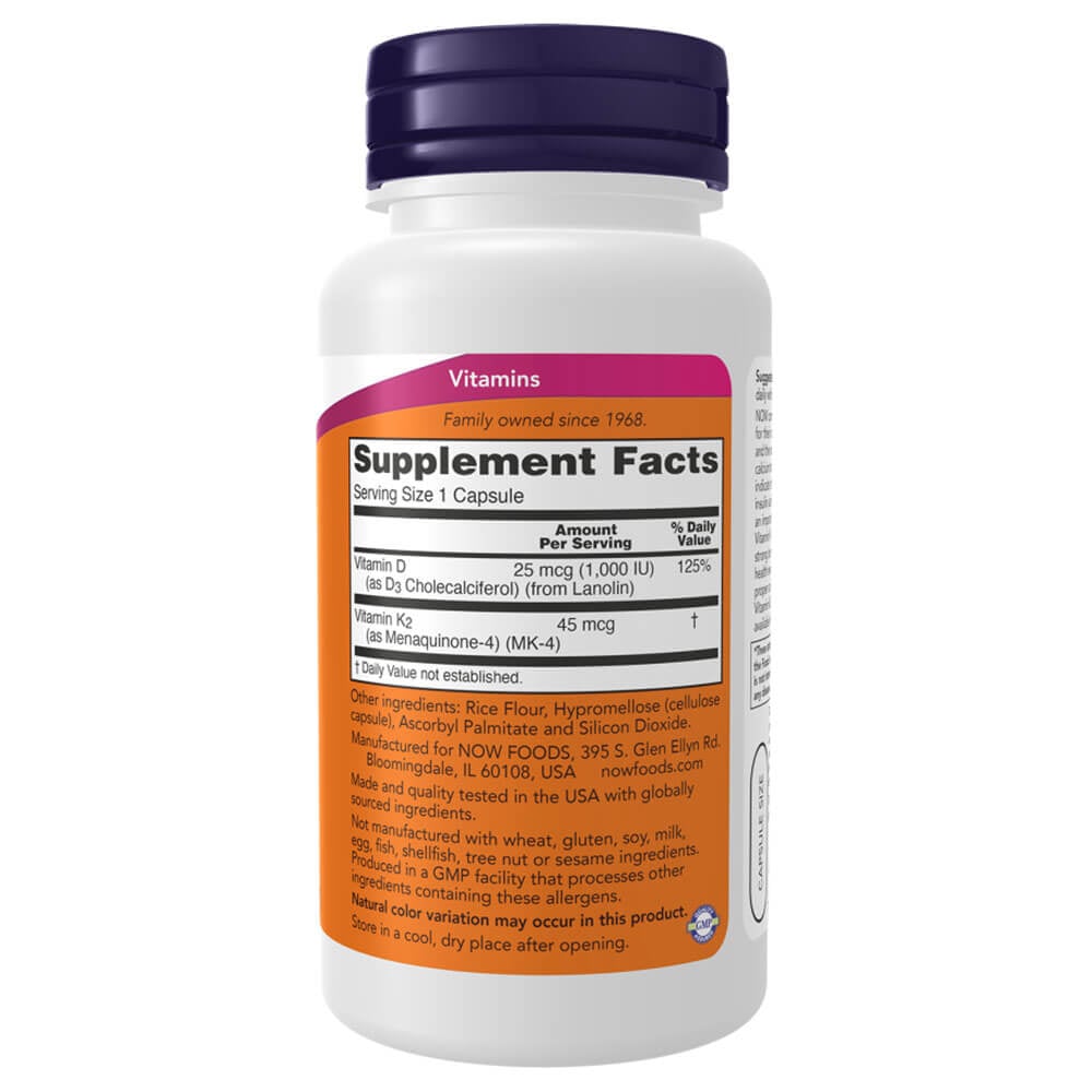 3 - Now Vitamin D3 & K2 (1000 IU),  120 veggie capsule(s)  Unflavoured 