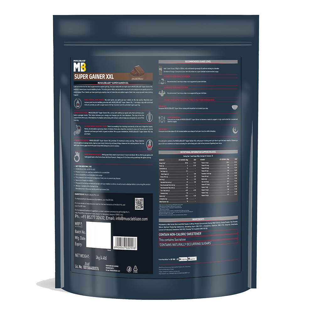 2 - MuscleBlaze Super Gainer XXL, 4.4 lb Chocolate