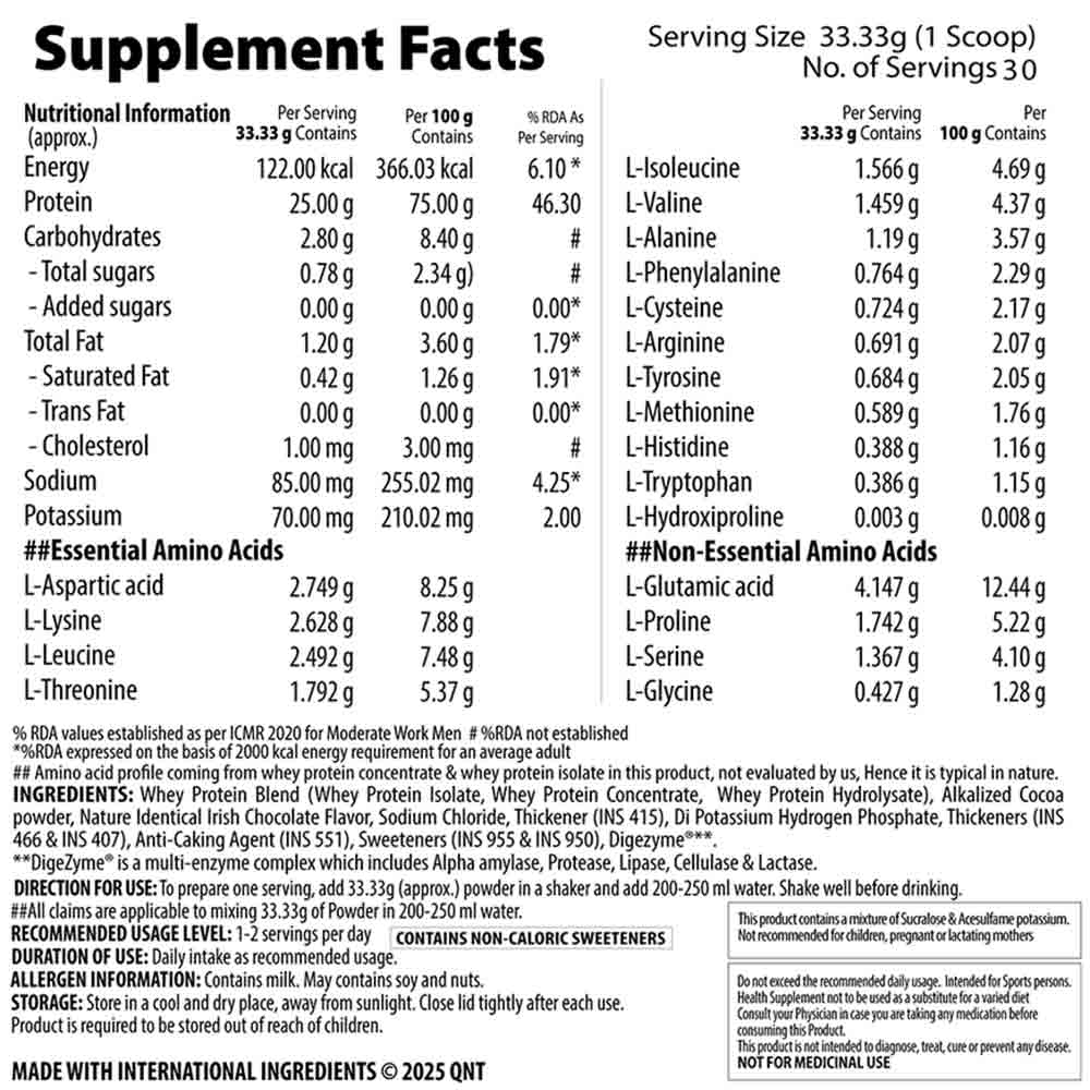 4 - QNT Prime Whey,  2.2 lb  Irish Chocolate 