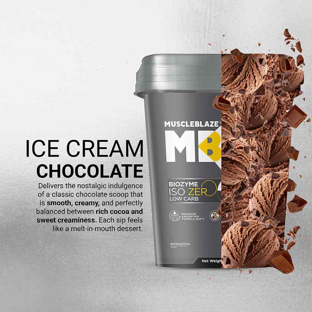 3 - MuscleBlaze Biozyme Iso-Zero, 8.8 lb Low Carb Ice Cream Chocolate
