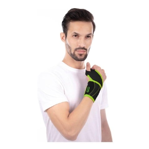 1 - Tynor Wrist Support with Thump Loop (Neo),  Black with Green  Universal 