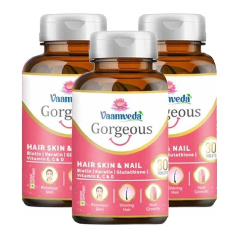 1 - Vaamveda Biotin Keratin L Glutathione Vitamin C E Hair Skin Nail Hair Growth,  30 tablet(s)  Supplements (Pack of 3) 