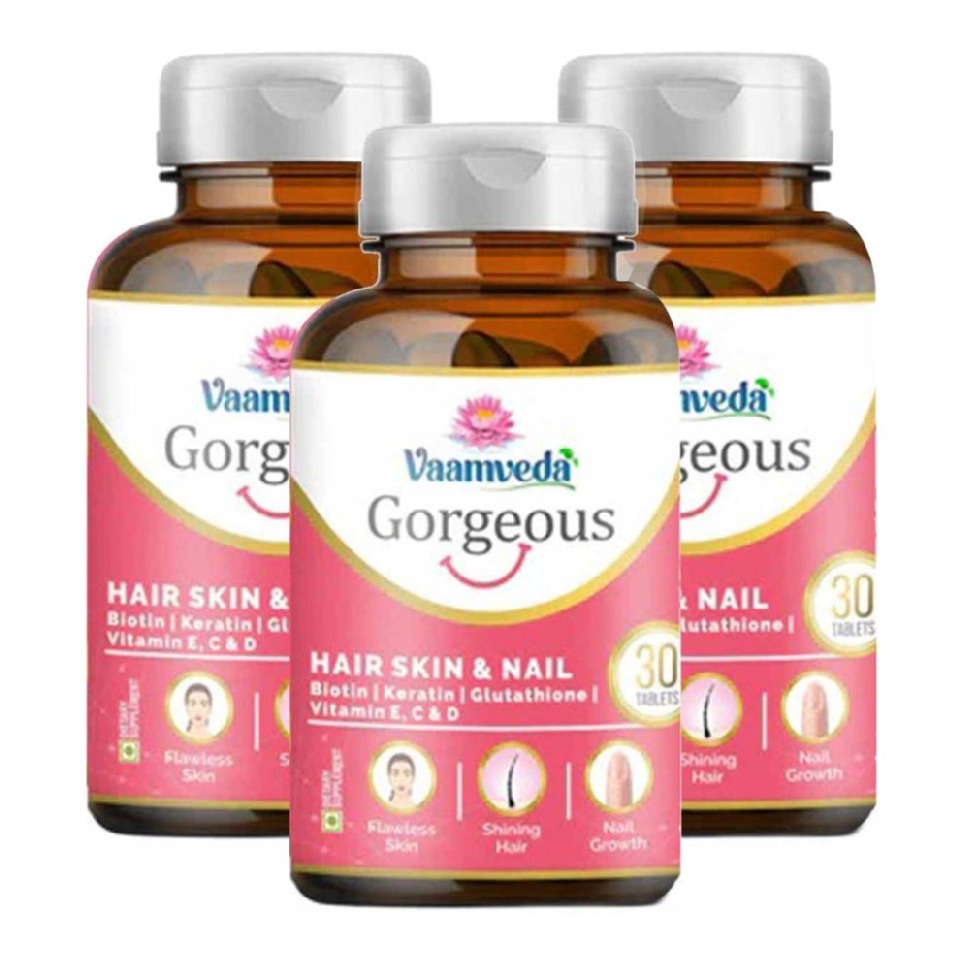 Vaamveda Biotin Keratin L Glutathione Vitamin C E Hair Skin Nail Hair Growth, 30 tablet(s) Supplements