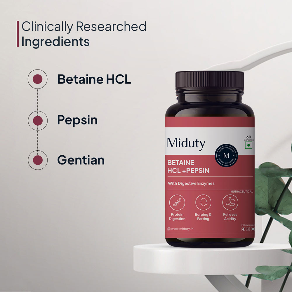 6 - Miduty Betaine HCL +Pepsin,  60 capsules 