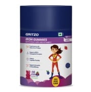 Gritzo Iron Gummies with Folic Acid and Vitamin C 10+ Yr Girls, 30 gummies Mixed Berry 10+ Yrs