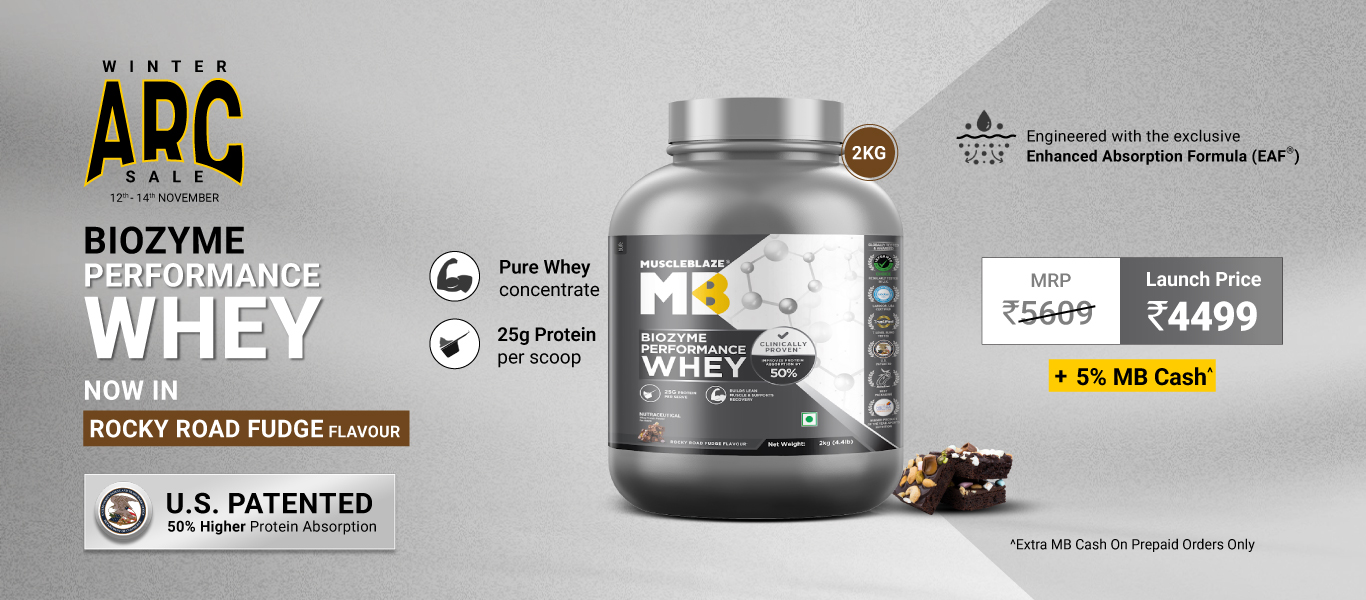 Launch: 2kg MuscleBlaze Biozyme Performance Whey Rocky Road Fudge @ 4499 +5% MB Cash