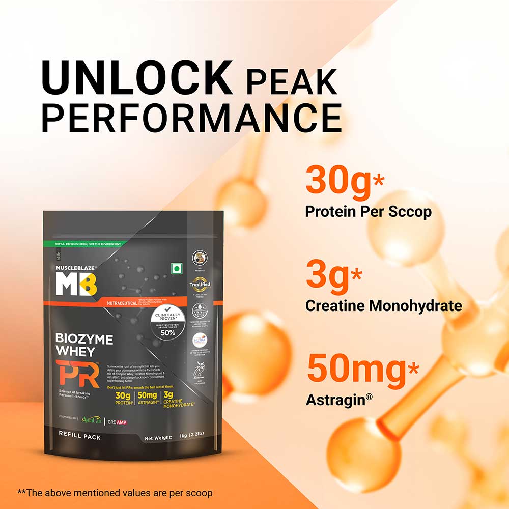 5 - MuscleBlaze Biozyme Whey PR,  2.2 lb  Refill Pouch Chocolate Fudge