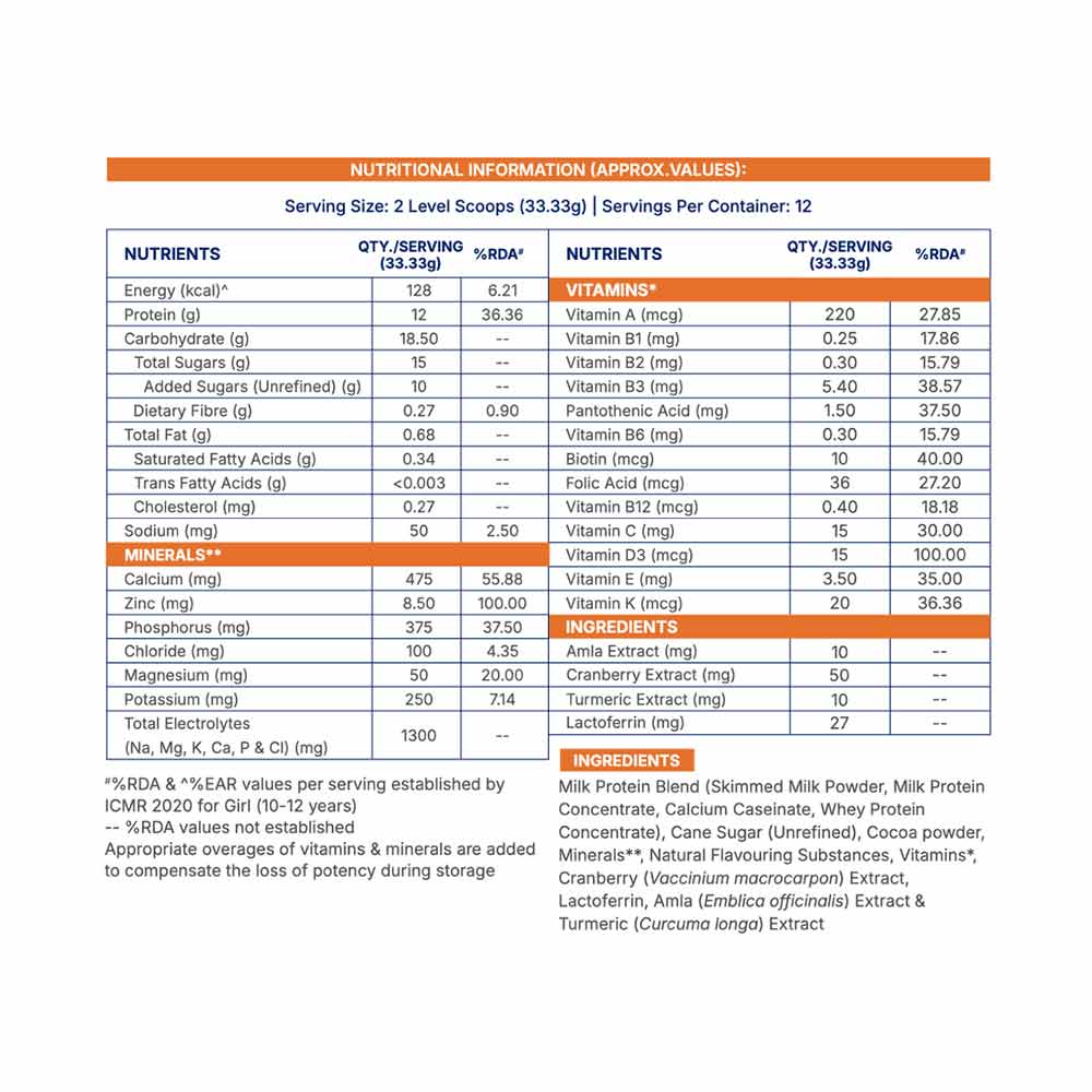 11 - Supermilk Gritzo Growth+ for Girl 10-12 Yrs,  400 g  Creamy Vanilla